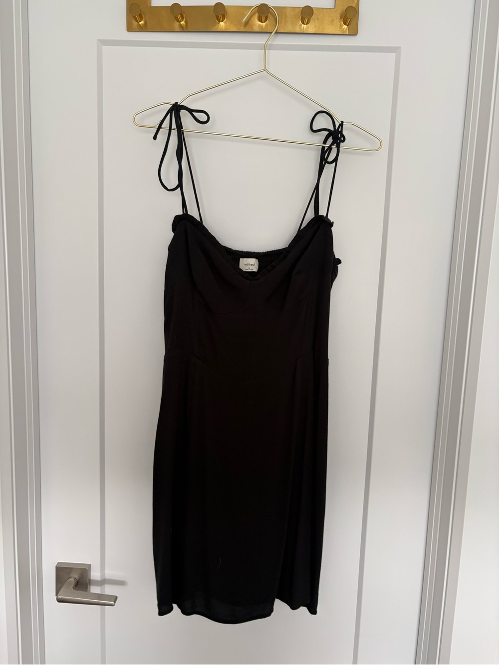 Wilfred Black V-Neck Dress with Gathered Trim